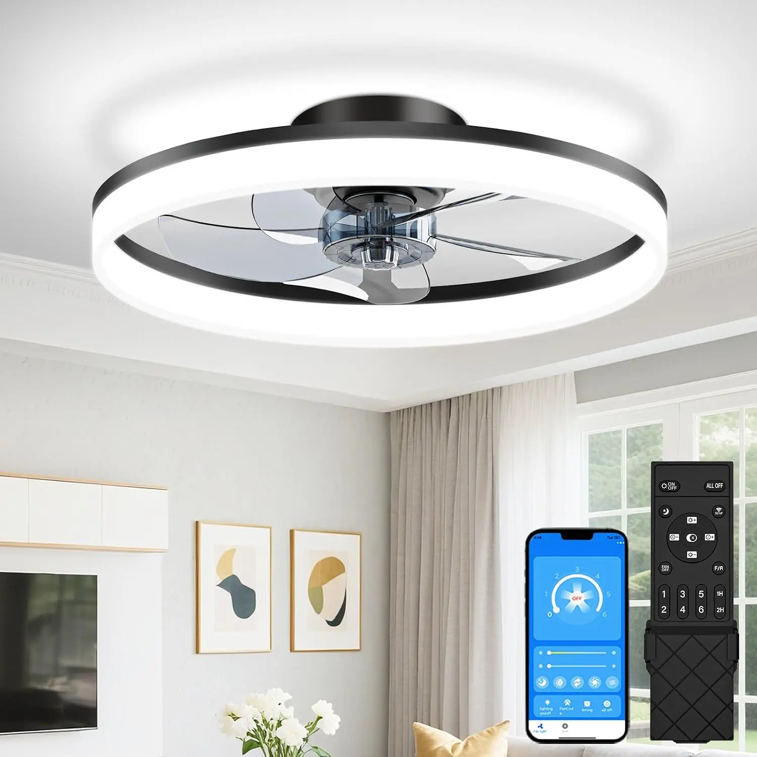 Ceiling Fan Mount - Plafondventilatoren met verlichting en afstandsbediening, 20