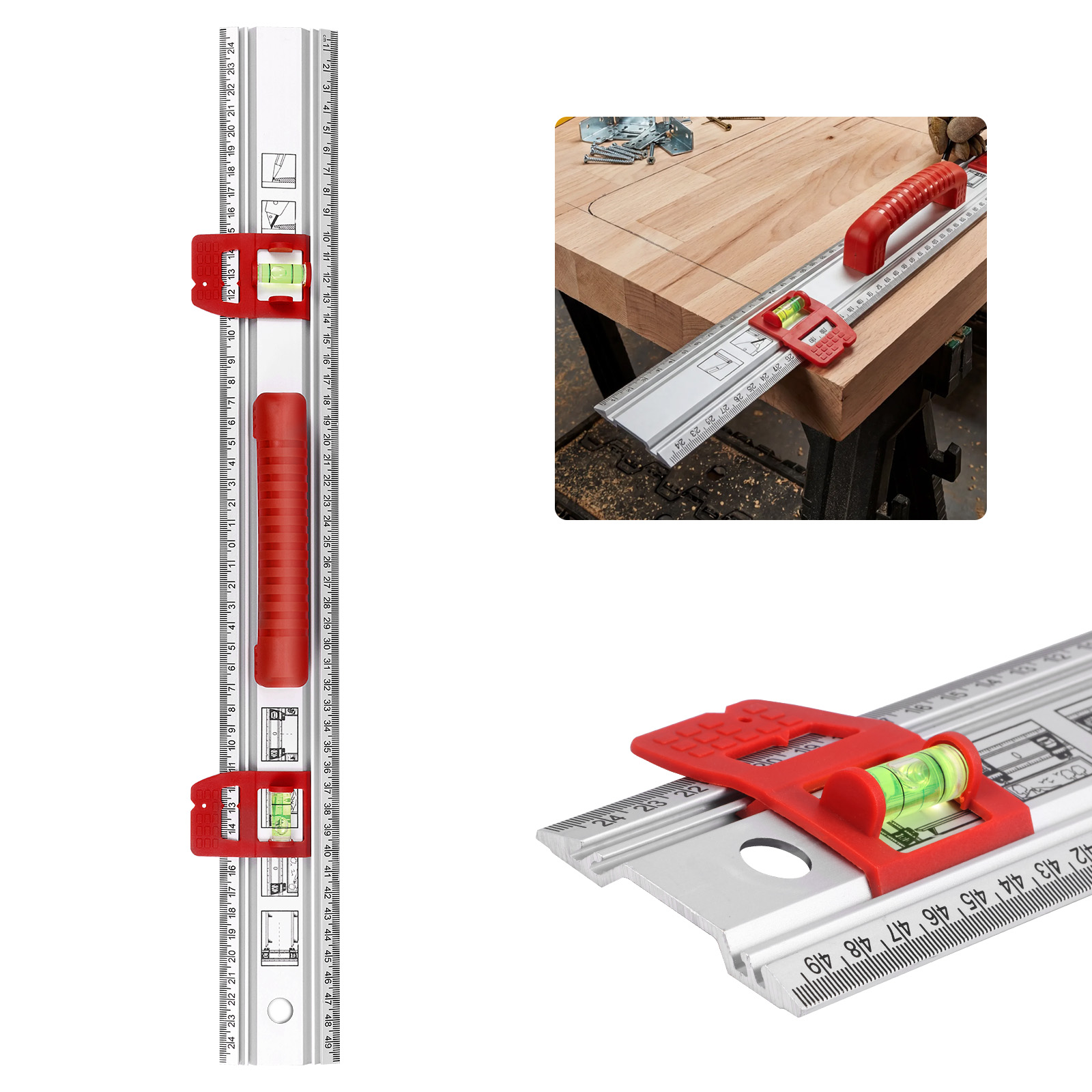 Home Improvement Guide - Aluminium waterpasliniaal, schuifgeleider, markeringsliniaal, afbeeldingswaterpasinstrument met