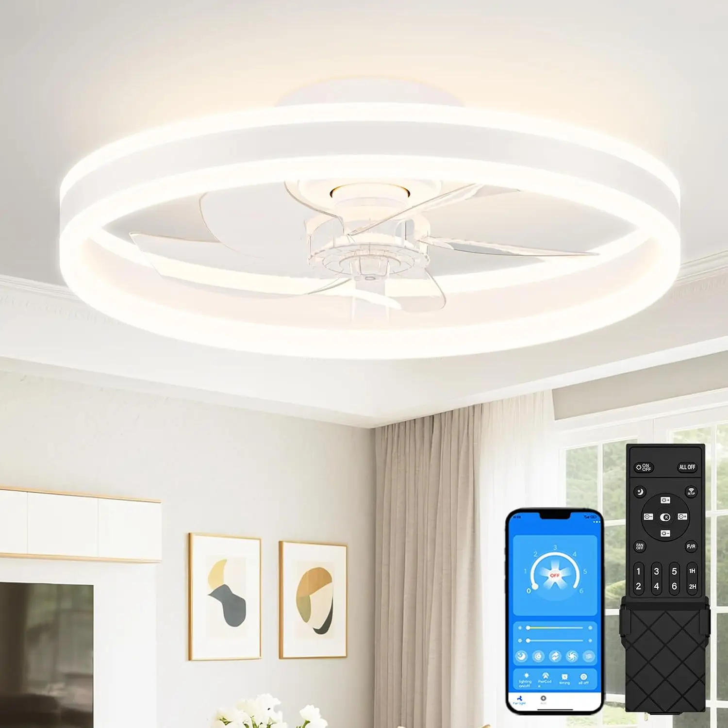 Ceiling Fan Mount - Plafondventilatoren met verlichting en afstandsbediening, 20
