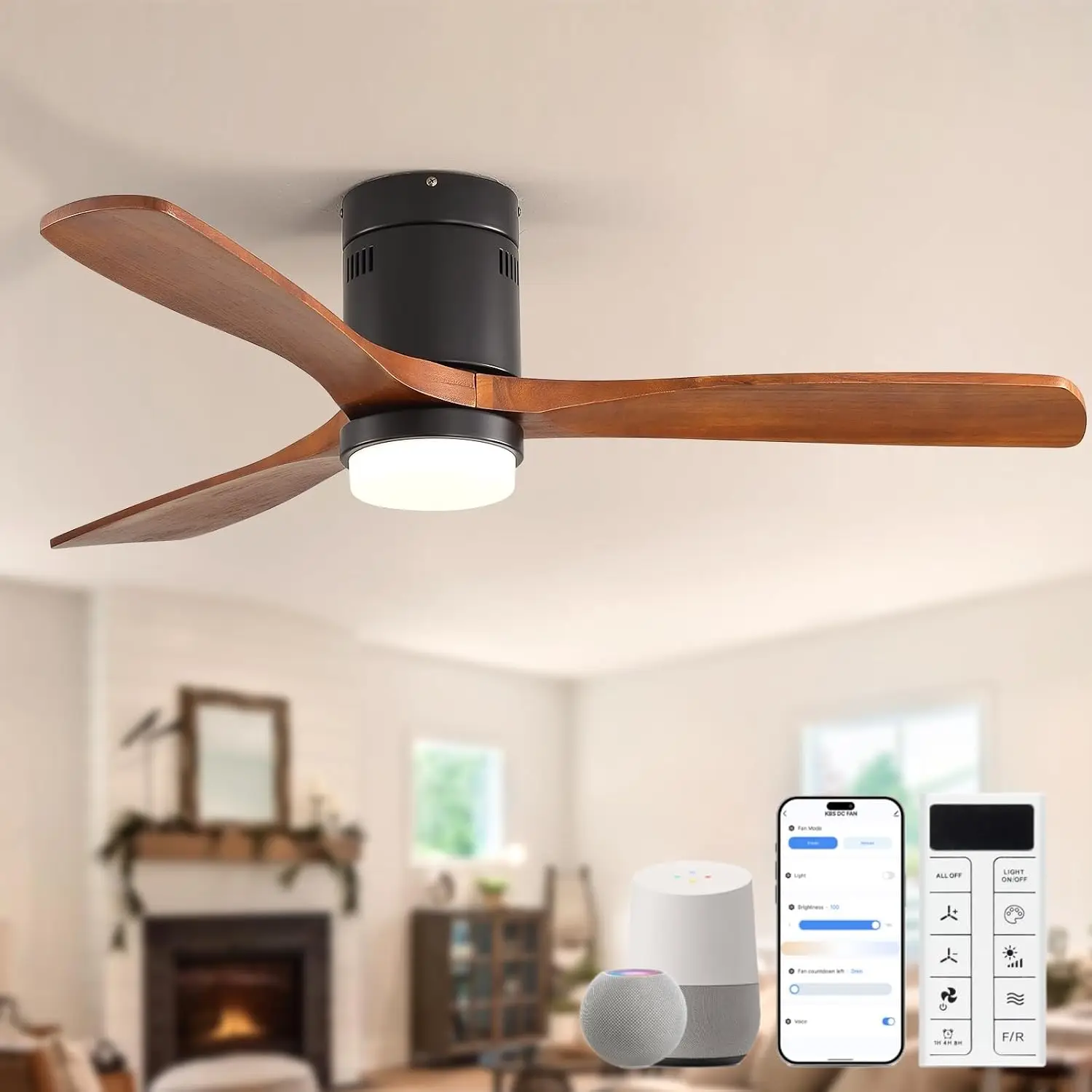 Ceiling Fan Mount - 52 inch slimme plafondventilatoren met verlichting
